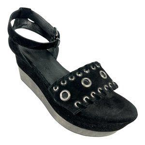 NEW All Saints Womens Yuki Black Suede Platform Ankle Strap Sandals US 9 EUR 40